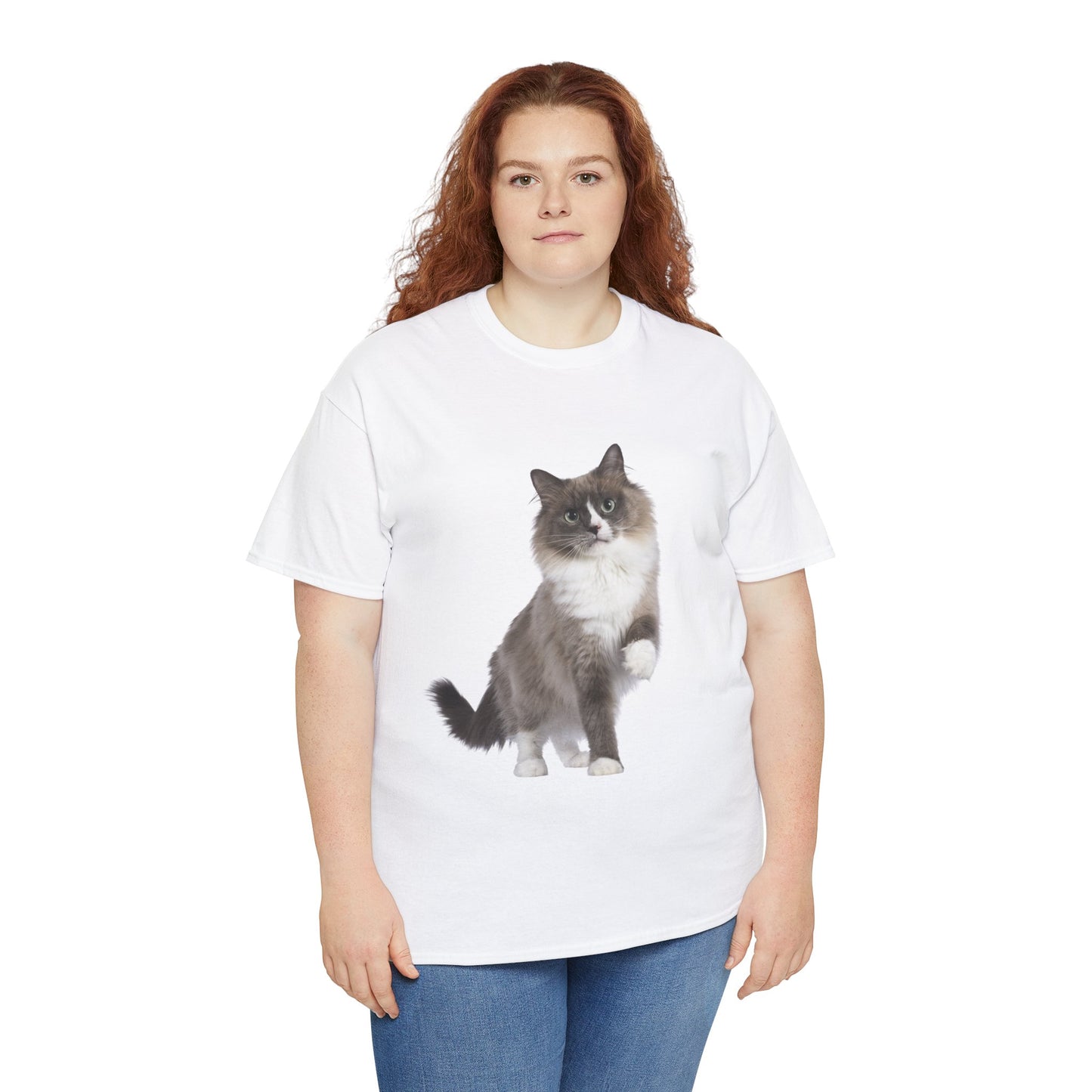 Fluffy Cat - Unisex Heavy Cotton Tee