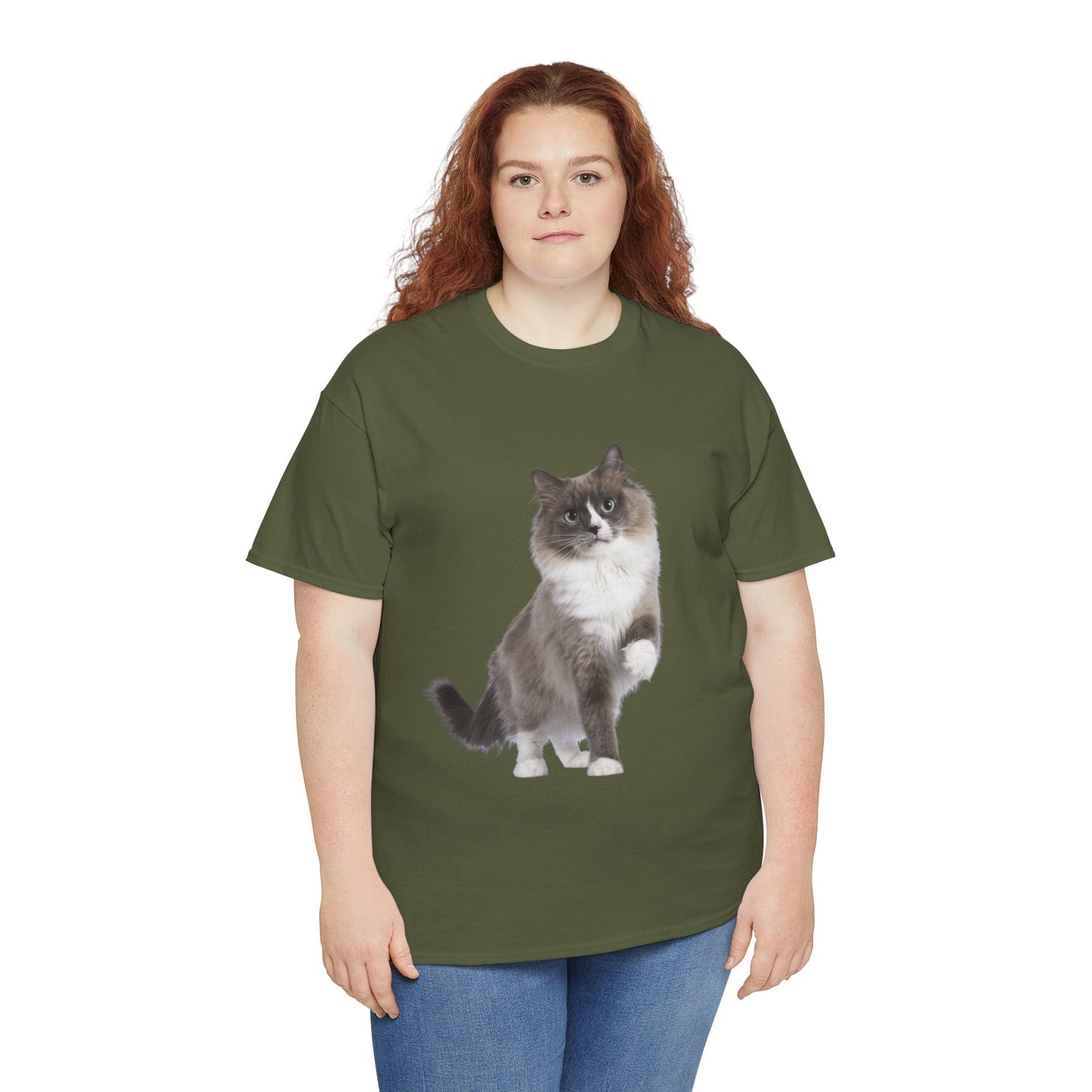 Fluffy Cat - Unisex Heavy Cotton Tee