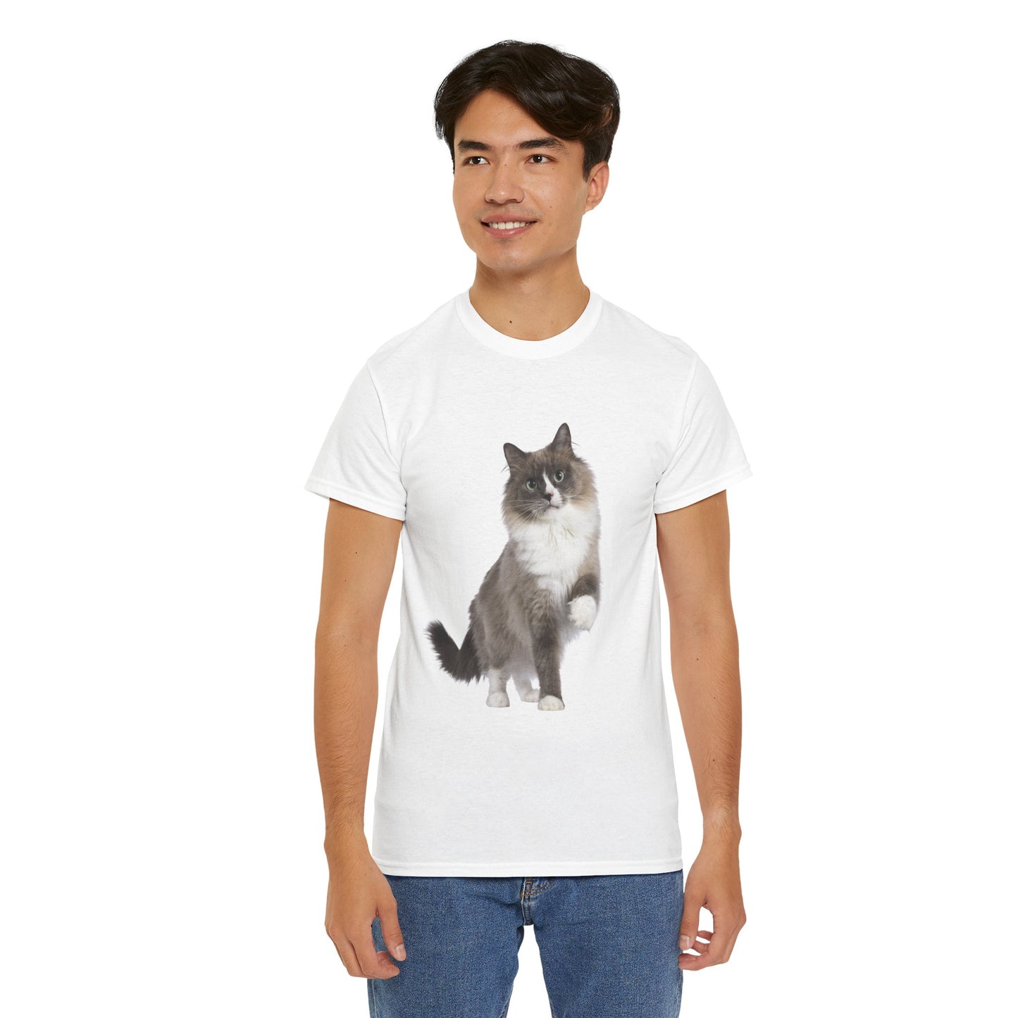 Fluffy Cat - Unisex Heavy Cotton Tee